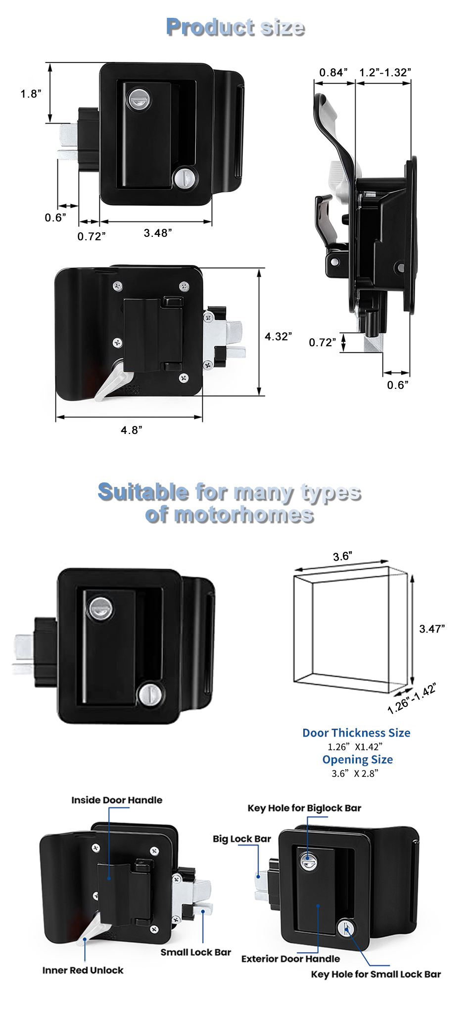 Mb418 Universal Security RV Compartment Side Door Latch RV Camper Door Lock Latch Deadbolt Lock Entry Side Door Lock With Handle manufacture