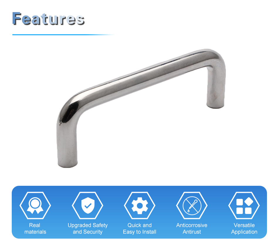 LS511 Stainless Steel Long Chemical Resistant Tubular Handle Pull Industrial D Type Cabinet Door Handle factory