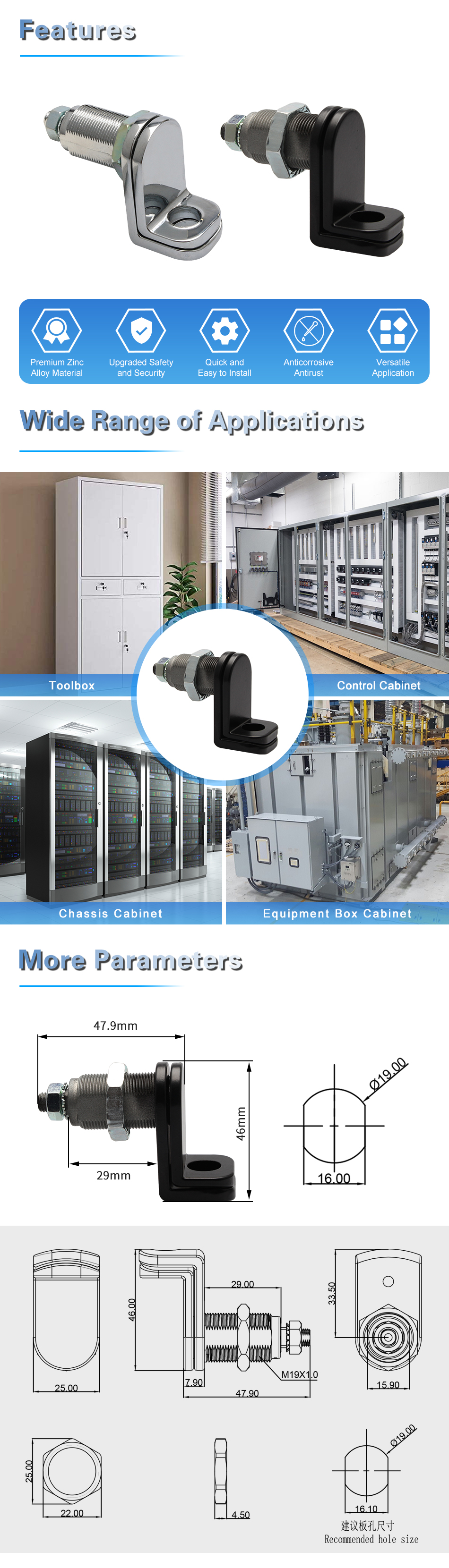 JK538 Customization Keyless Latch Locker Lock Hasp Cam Lock for Cabinets supplier