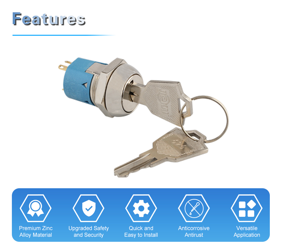 JK216 Multiple Position 2 to 5 Positions Zinc Alloy A126  Key Switch supplier