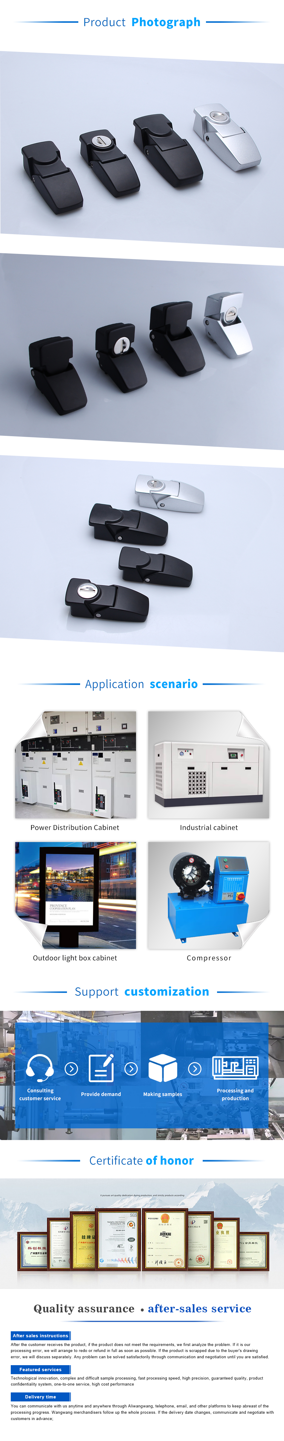 Dk901 Zinc Alloy Cabinet Key Lock Latch Black Furniture Toggle Latches and Staple Hasp Hook factory
