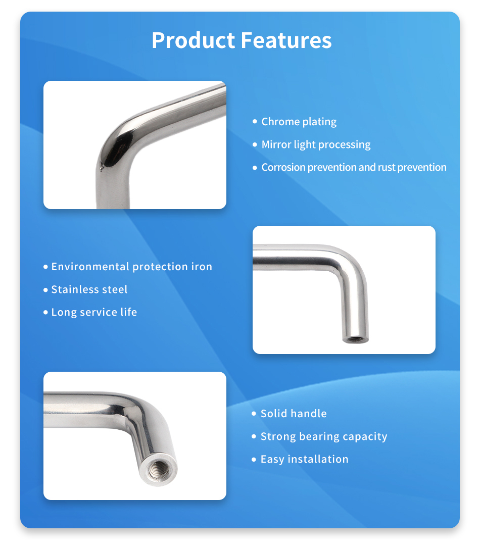 LS511 Stainless Steel Long Chemical Resistant Tubular Handle Pull Industrial D Type Cabinet Door Handle factory