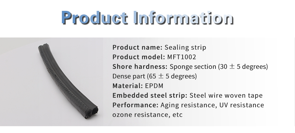 MFT1002 Low Price Black EPDM Rubber Sealing Strip for Car Windshield factory