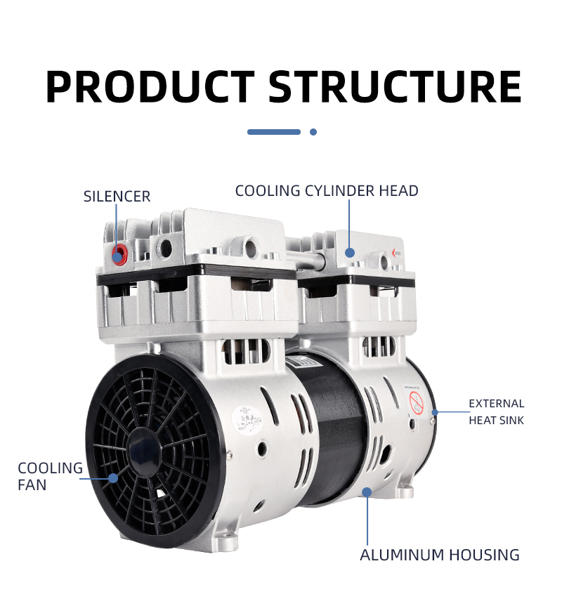 VN-180H 220V 600W 120L/min High pressure Factory Customize 220v Negative Pressure Pumping Suction Small Oil Free Vacuum Pump manufacture
