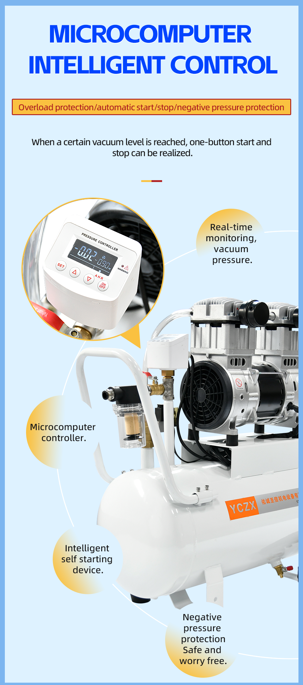 FVN-200V 1000W 220V 200L/min negative pressure oilless vacuum pump with 40L air tank for rubber molding machine factory