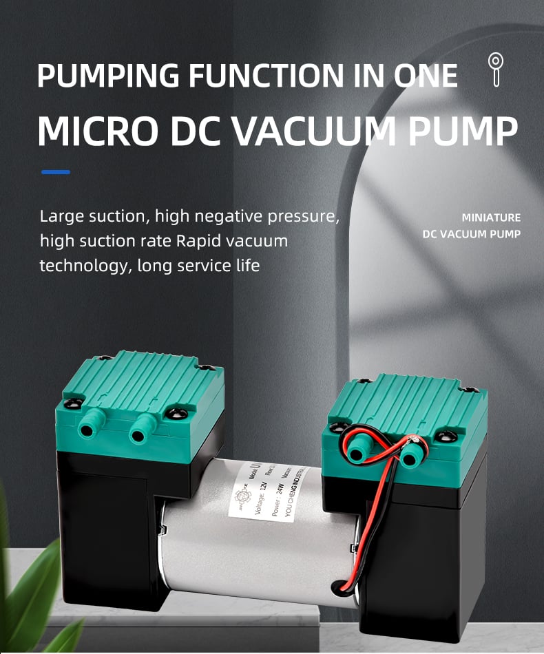 VN-U3 12V/24V/220V 10W~24W Double Head DC Negative Pressure DC Vacuum Diaphragm Pump manufacture