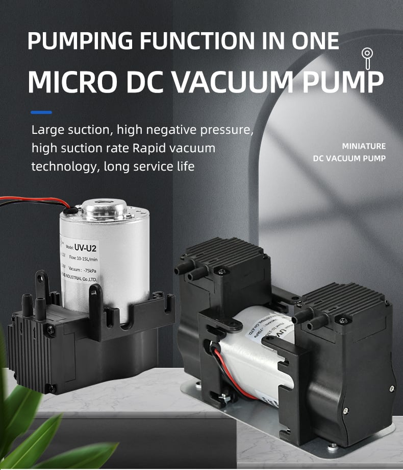 VN-U2 12V/24V/220V 13W~24W Single Head DC Negative Pressure DC Vacuum Diaphragm Pump factory
