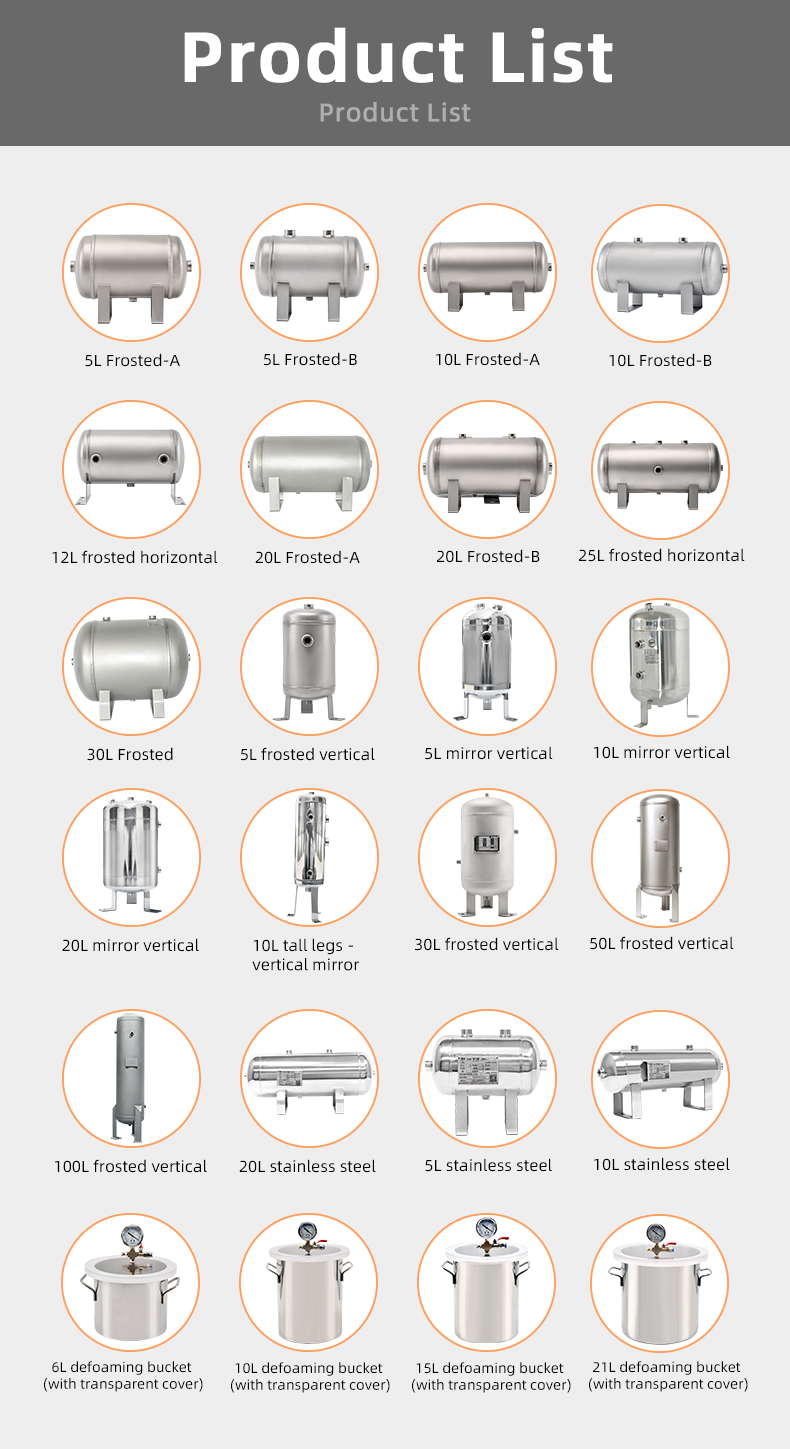 YC-5L-SSVM Portable Vertical Stainless Steel Compressed Air Storage Tank factory