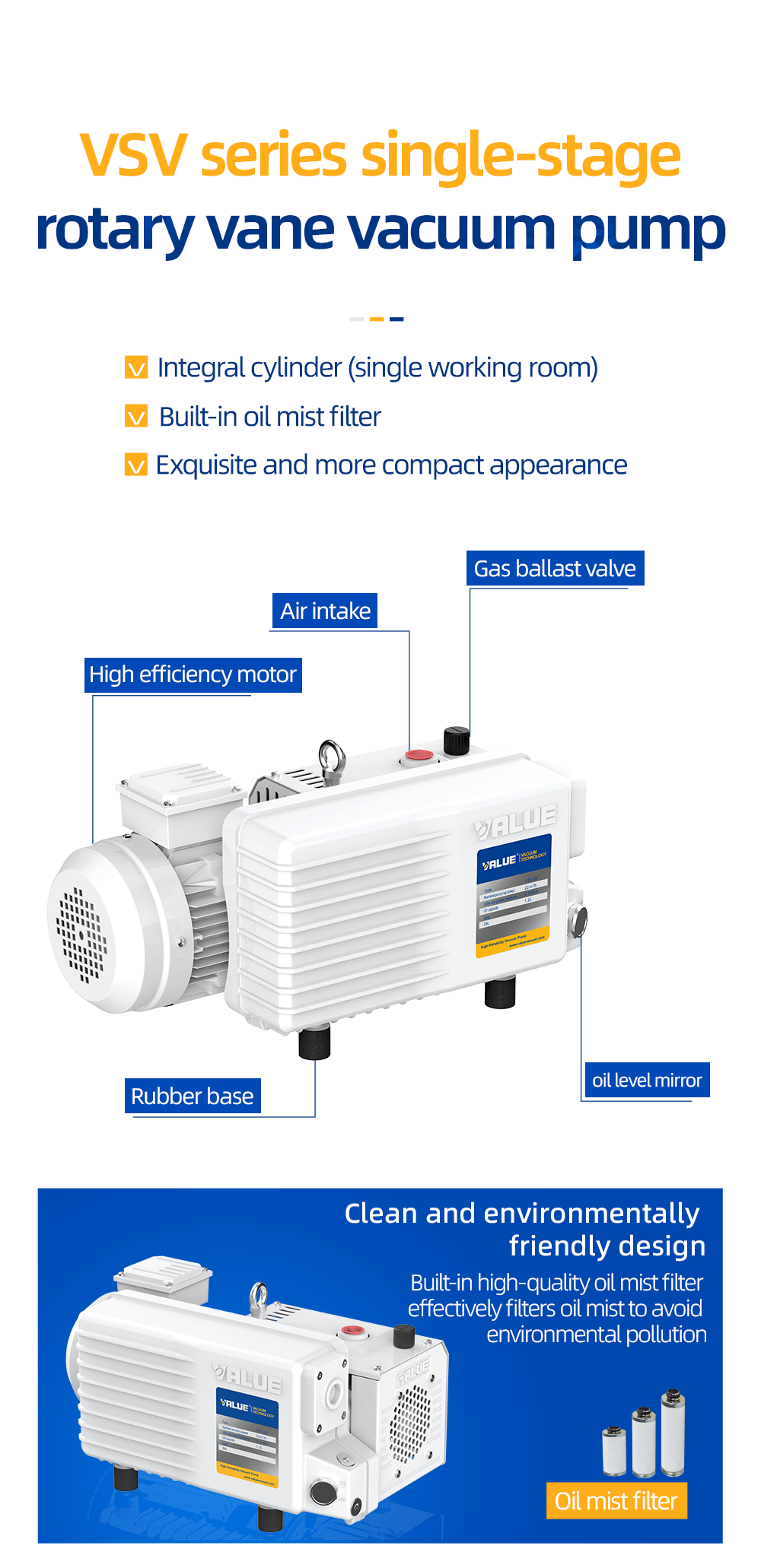 VSV-200 380V 200-240m³/h 1.5MBar Industrial Single stage rotary vane vacuum pump supplier