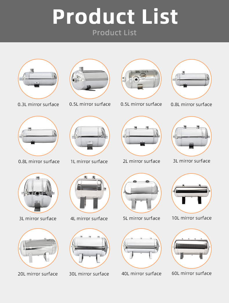 YC-10L-SSH Portable Stainless Steel Compressed Air Storage Tank manufacture