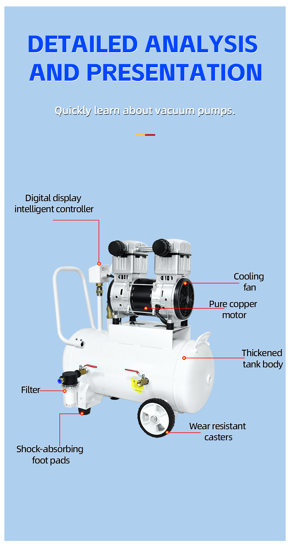 FVN-300V 1500W 220V 300L/min negative pressure oilless vacuum pump with 40L air tank for rubber molding machine supplier
