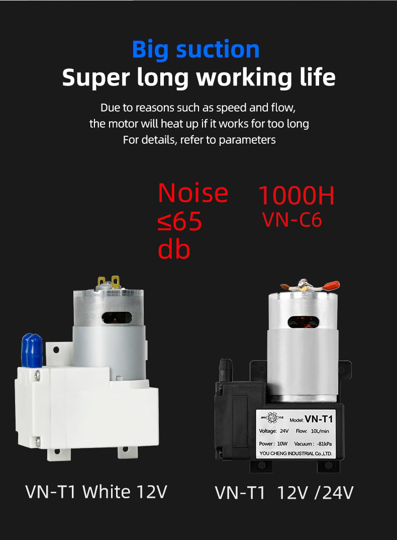 VN-T1 12V/24V 10W Single Head DC Negative Pressure DC Vacuum Diaphragm Pump details