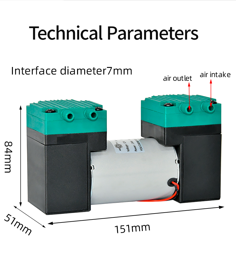 VN-U3 12V/24V/220V 10W~24W Double Head DC Negative Pressure DC Vacuum Diaphragm Pump factory