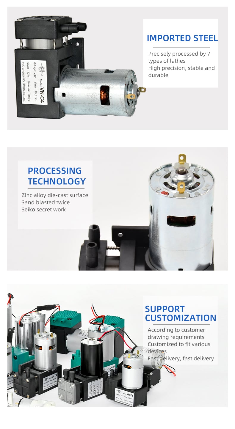 VN-C4 12V/24V 42W Single Head DC Negative Pressure DC Vacuum Diaphragm Pump factory