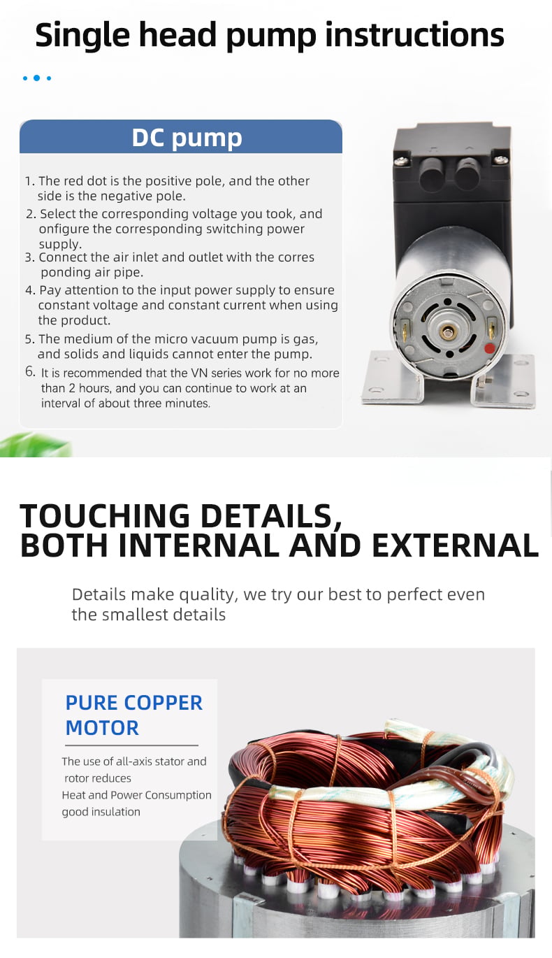 VN-T1 12V/24V 10W Single Head DC Negative Pressure DC Vacuum Diaphragm Pump factory