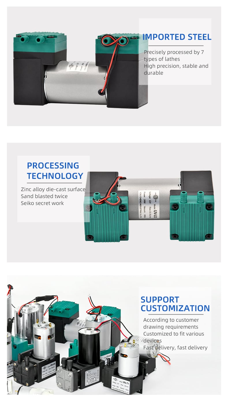 VN-U3 12V/24V/220V 10W~24W Double Head DC Negative Pressure DC Vacuum Diaphragm Pump details