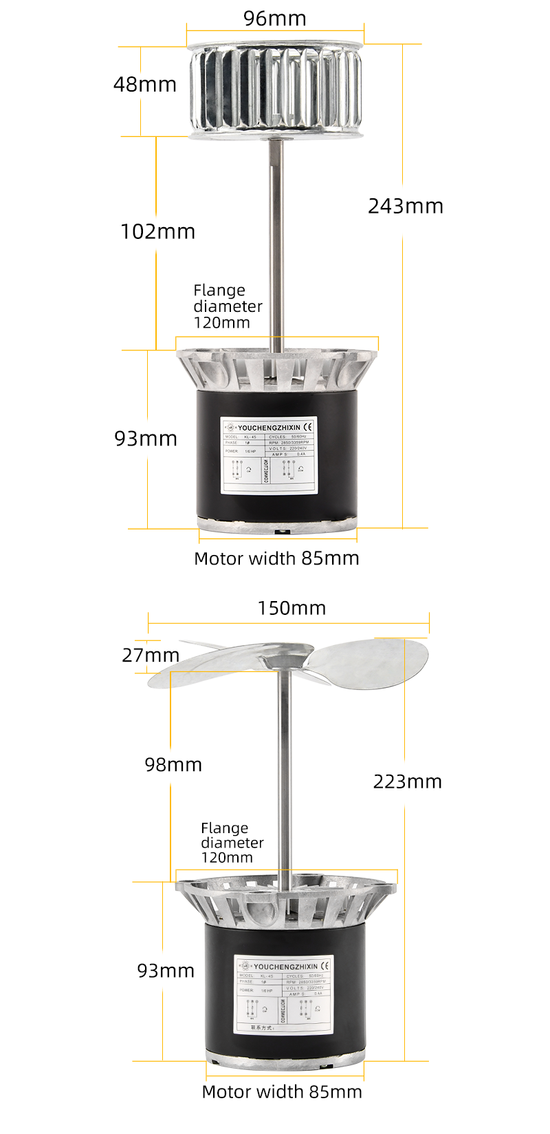 Aluminum Long Shaft Three Phase Motor details