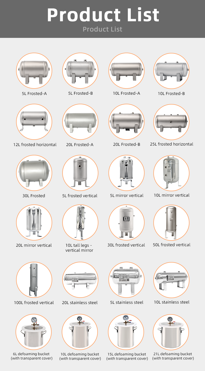YC-5L-SSV Portable Vertical Stainless Steel Compressed Air Storage Tank details