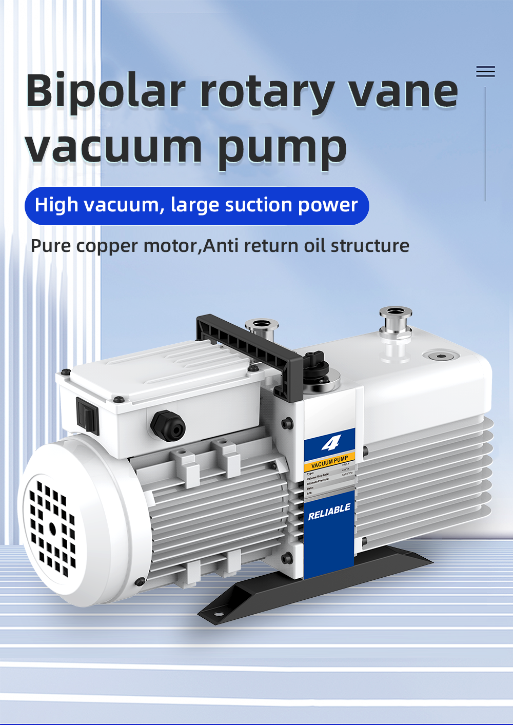 VRD-8 220V/380V 3-4.8m³/h 10Pa Industrial two stage rotary vane vacuum pump details