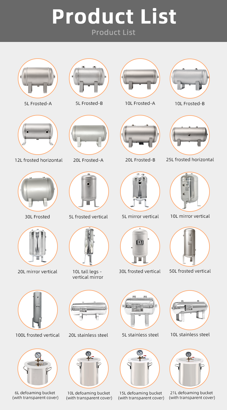 YC-30L-SSHM Portable Horizontal Stainless Steel Compressed Air Storage Tank Matte factory