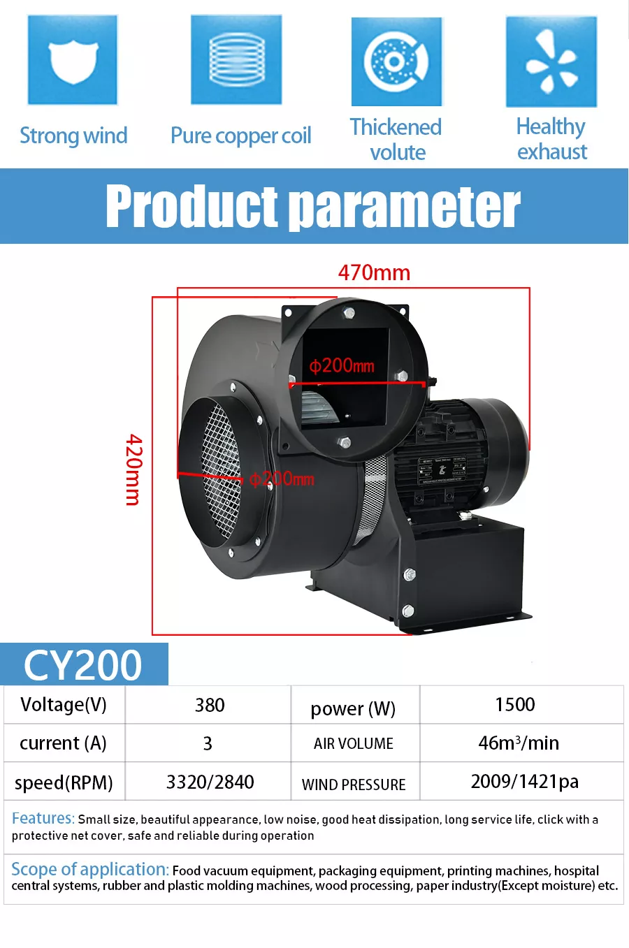 380V Multi-Wing Insulated Centrifugal Exhaust Fan factory