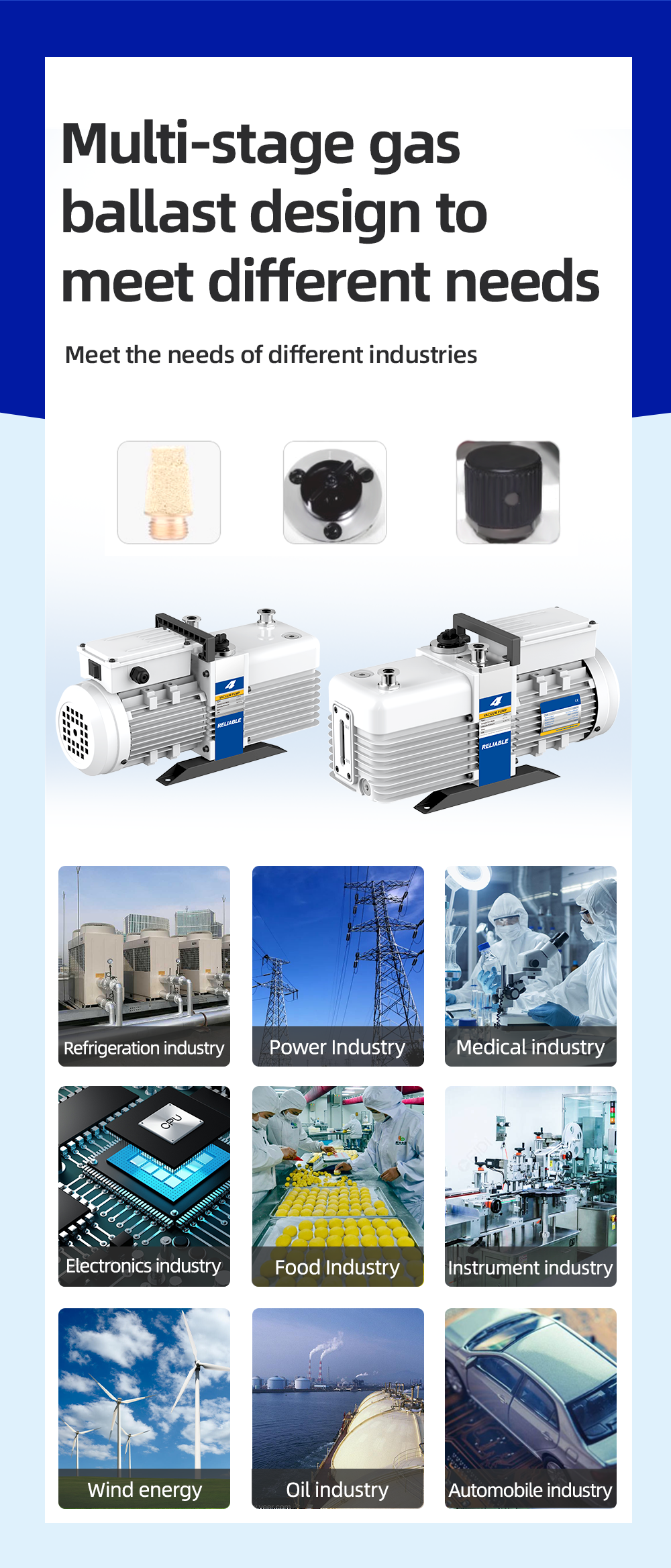 VRD-8 220V/380V 3-4.8m³/h 10Pa Industrial two stage rotary vane vacuum pump supplier