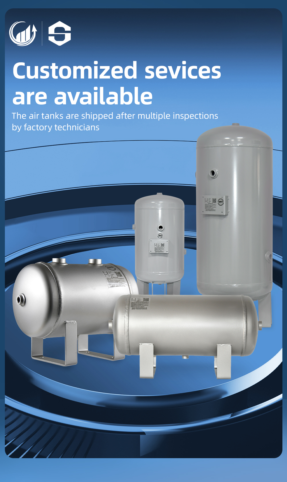 Custom Aluminum Stainless Steel Compressor Air Reservoir Tank factory