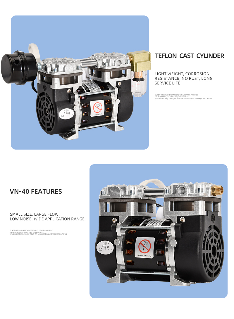 VN-40 220V 130W 36L/min High Pressure Factory Customize 220v Negative Pressure Pumping Suction Small Oil Free Vacuum Pump manufacture