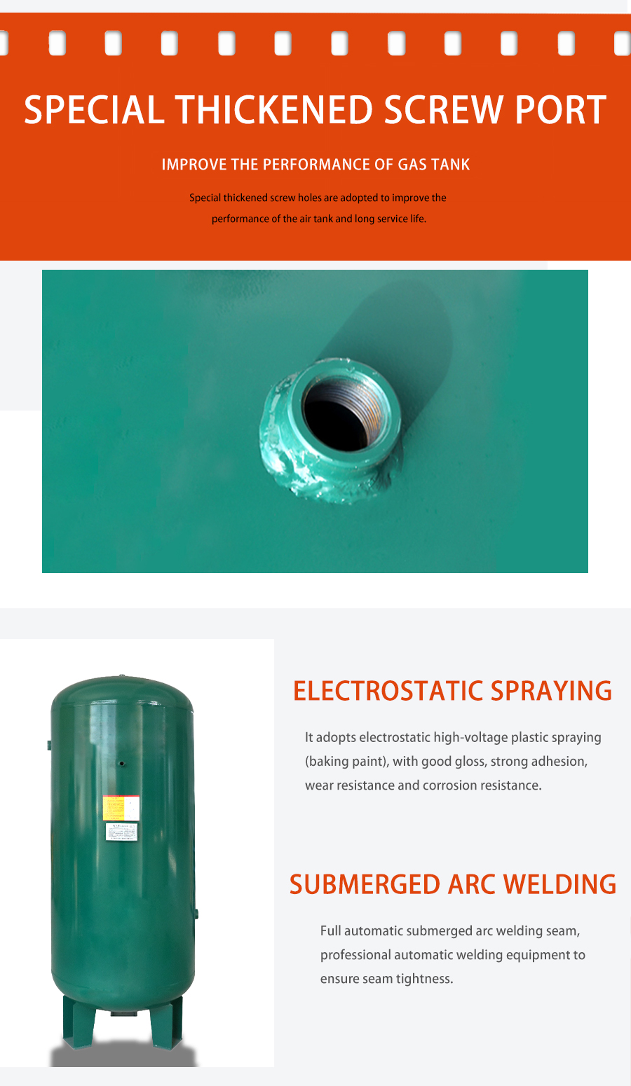 High Quality Air Compressor Storage Receiver Tank details