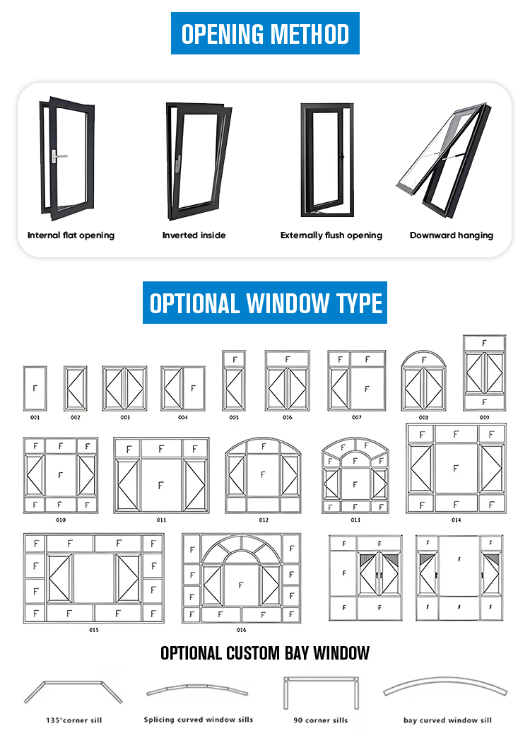 Villa Soundproof Aluminum Double Glazed Casement Windows Luxury Insulation Solution Custom Crafted Aluminum Professional Design supplier