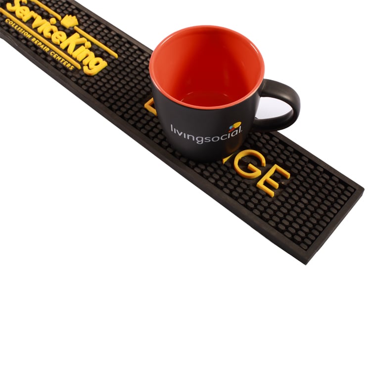 Luxury Drink Bar Rail Mat Spill Drinking Custom PVC Silicone Rubber with 3D Logo for Bar Accessories factory