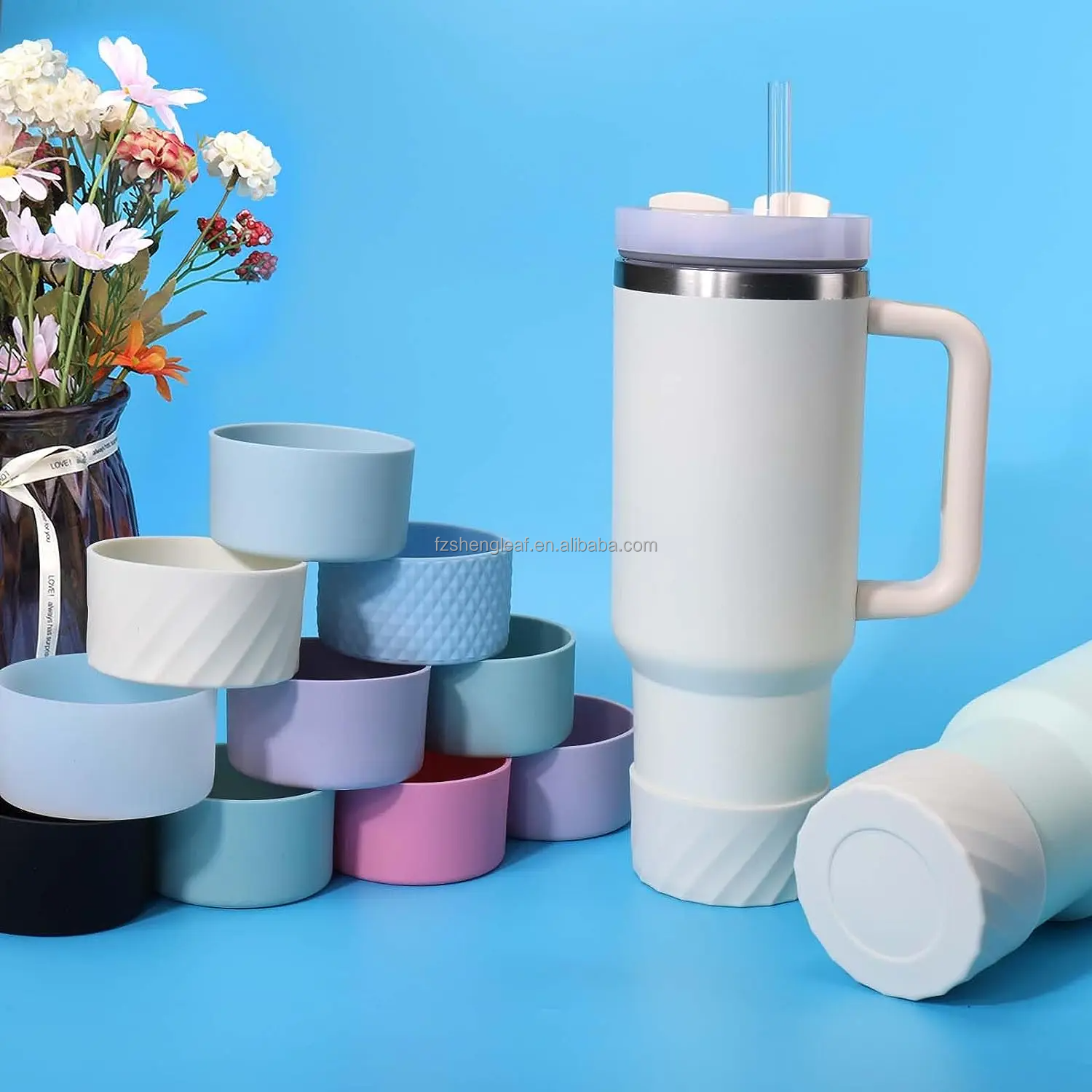 Custom Anti-Slip 30oz/40oz Silicone Sleeve for Tumbler Direct Drinking Tall Tumbler Boot Cover for Boiling Water Use details