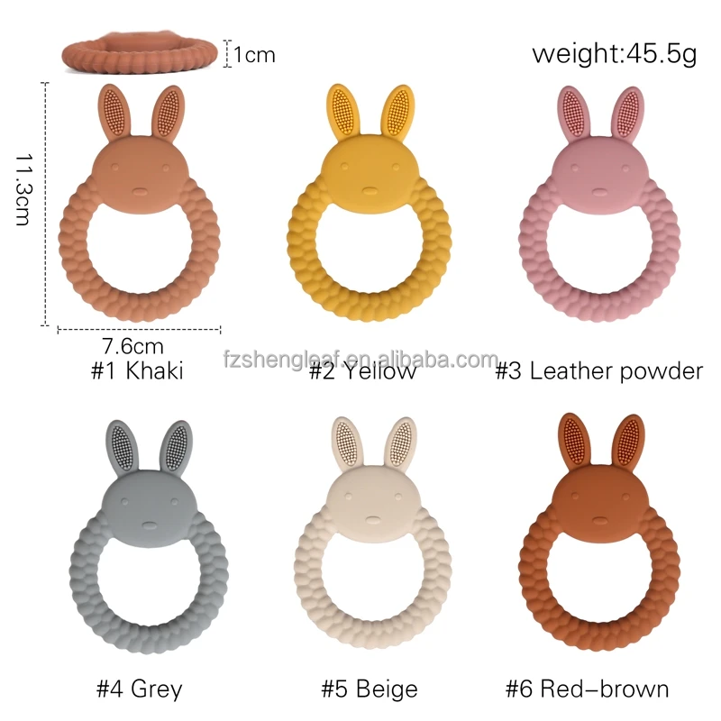 Unisex Newborn Pacifier Ring Food-Grade Silicone Teether BPA Free Rattles Bracelet Soft Cartoon Teething Toys Baby Teethers factory