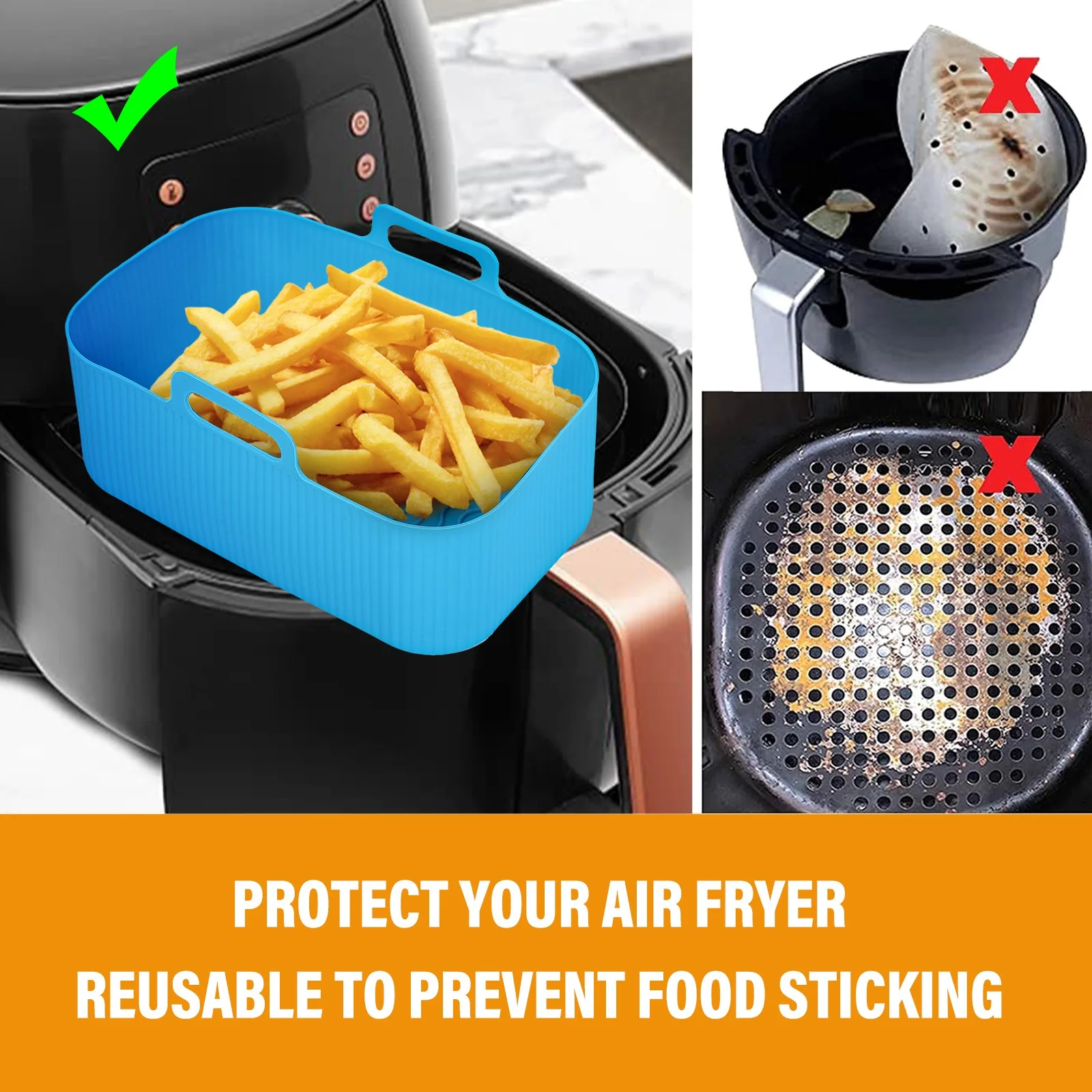 Customized Food-Grade Silicone Air Fryer Liner Non-Stick Reusable Pot for Home Kitchen Baking & Pastry Tool supplier