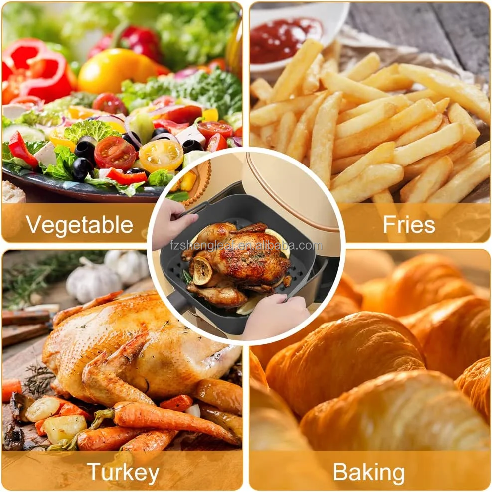 Pot Thick Reusable Square Food Grade Eco-Friendly Silicone Air Fryer Liners Replacement for Parchment Paper Baskets details