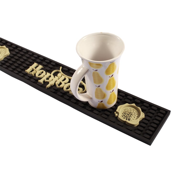 Luxury Drink Bar Rail Mat Spill Drinking Custom PVC Silicone Rubber with 3D Logo for Bar Accessories details