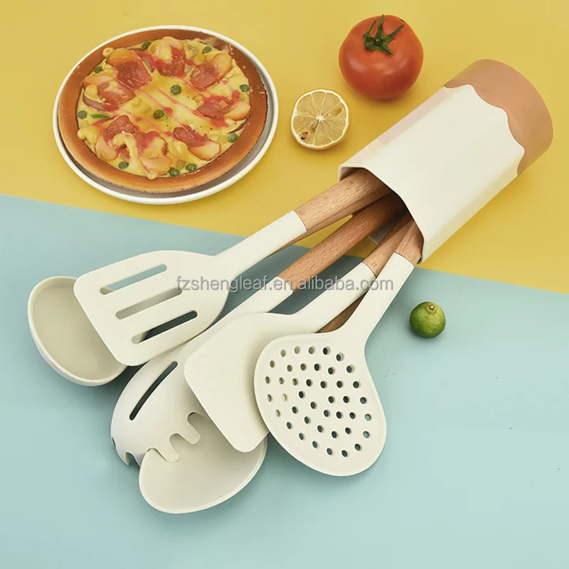 Cookware Handle Spatula Spoons Cuisine Accessories Non-Stick Silicone Luxury Portable Wooden Customized Novelty Eco-Friendly manufacture