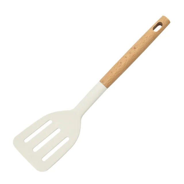 Cookware Handle Spatula Spoons Cuisine Accessories Non-Stick Silicone Luxury Portable Wooden Customized Novelty Eco-Friendly supplier