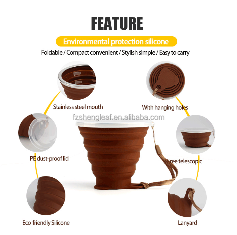 Custom Printed Portable Foldable BPA-Free Silicone Travel Mug Reusable Collapsible Coffee and Tea Cup for Camping and Party Use manufacture