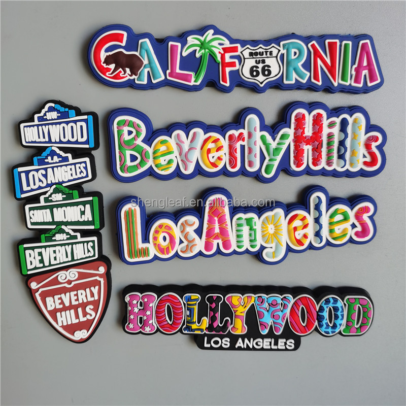 Promotional Gift Product Custom Made Customised Refrigerator Los Angels Tourism Souvenirs 3d Soft Pvc Rubber Cute Fridge Magnet manufacture