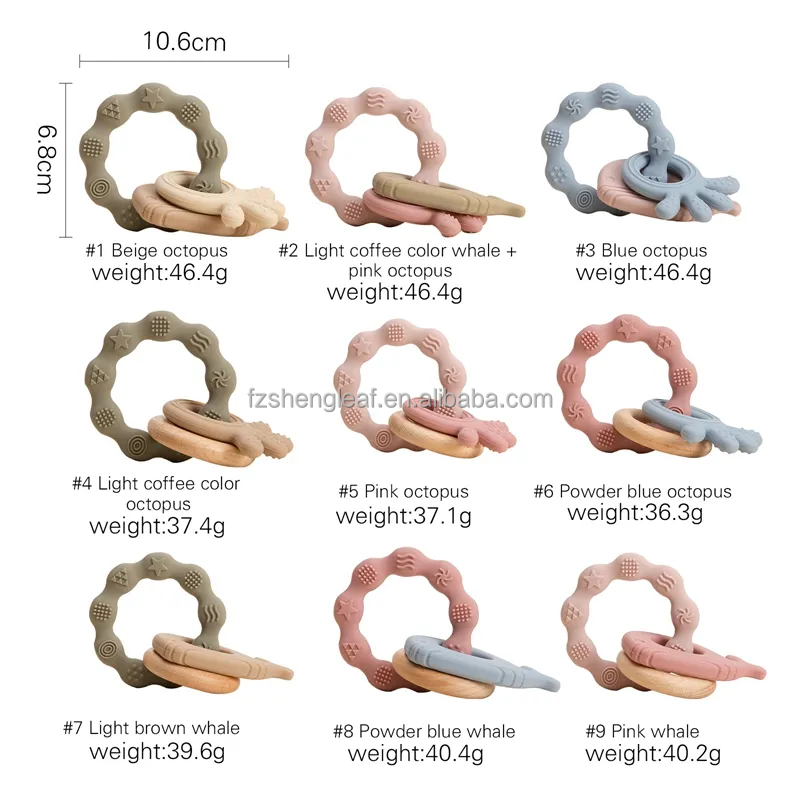 Unisex Newborn Pacifier Ring Food-Grade Silicone Teether BPA Free Rattles Bracelet Soft Cartoon Teething Toys Baby Teethers manufacture