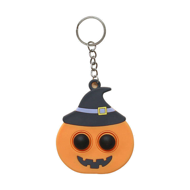 Halloween Pumpkin Bat PVC Keychain Stress Relief Finger Bubble Fun Promotional Carabiner Bag Pendant supplier