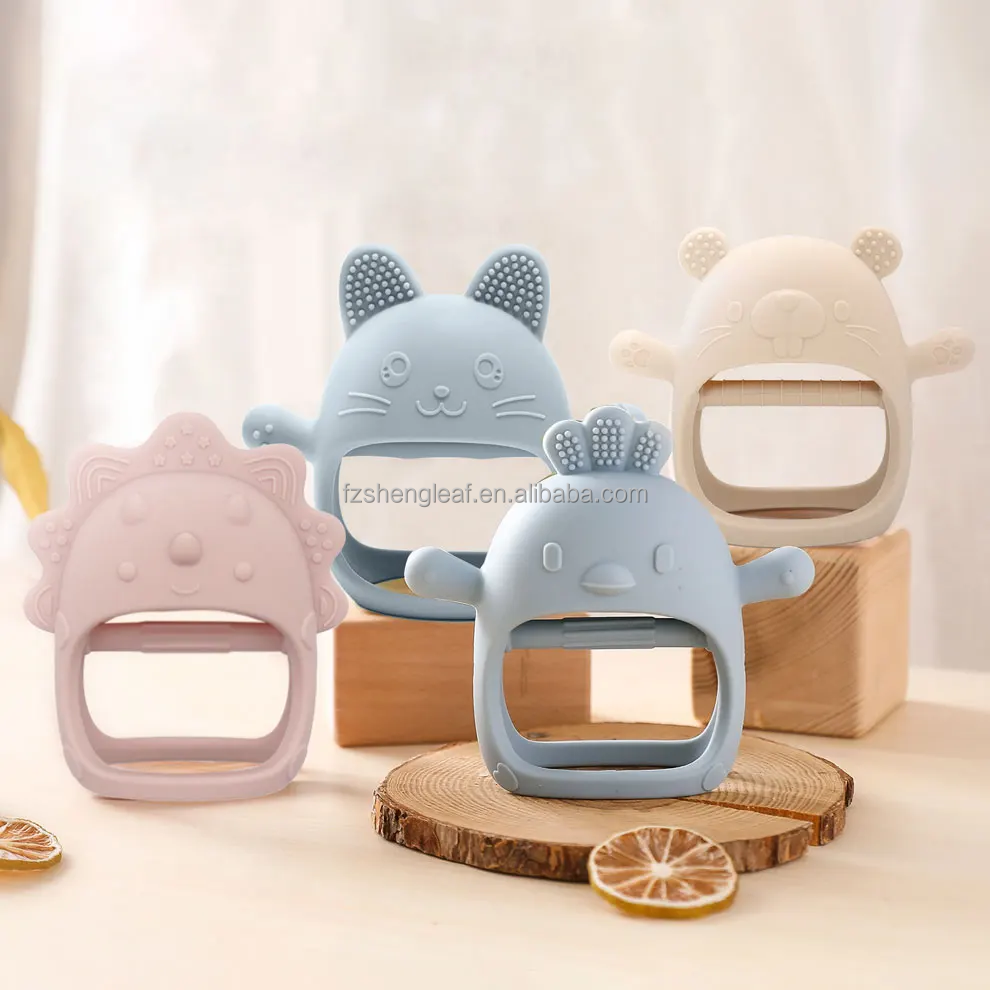 BPA-Free Custom Anti-Eating Baby Unisex Newborn Teether Gloves Food Grade Silicone Pacifier Kids Teething Care Soft Toy supplier