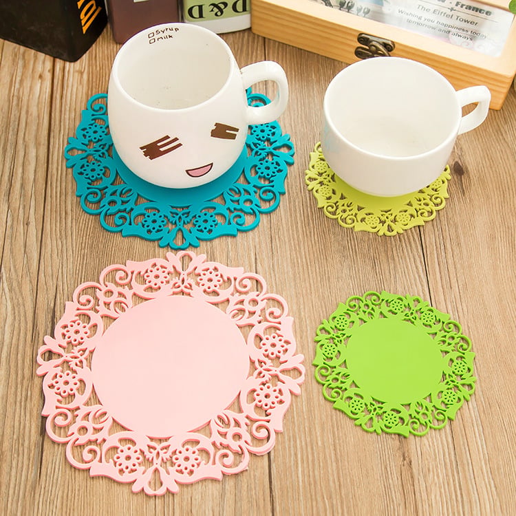 Kitchen Heat Resistant Pan Dishes Pot Holders Custom Silicone Lace Embossed Placemat Table Dish Place Mats supplier