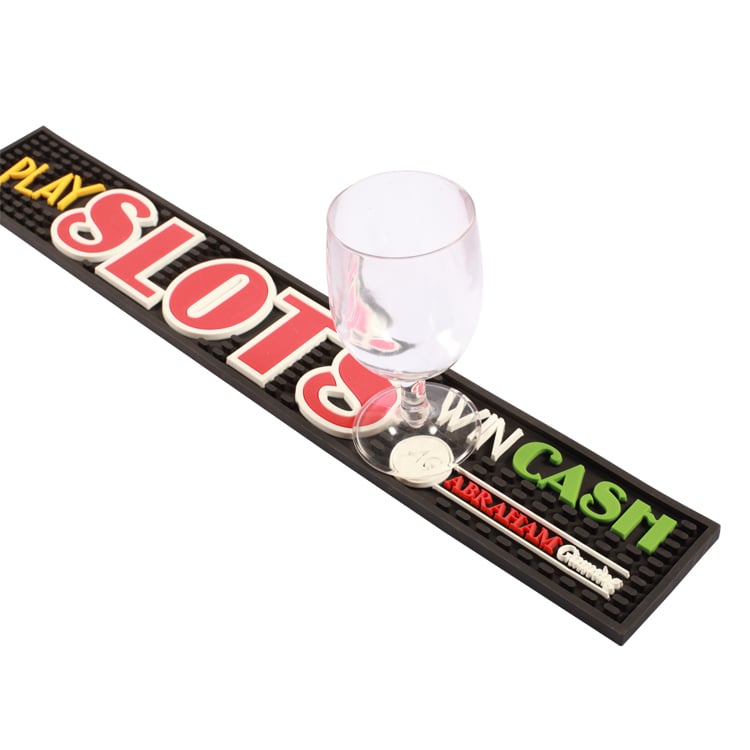 Luxury Drink Bar Rail Mat Spill Drinking Custom PVC Silicone Rubber with 3D Logo for Bar Accessories details