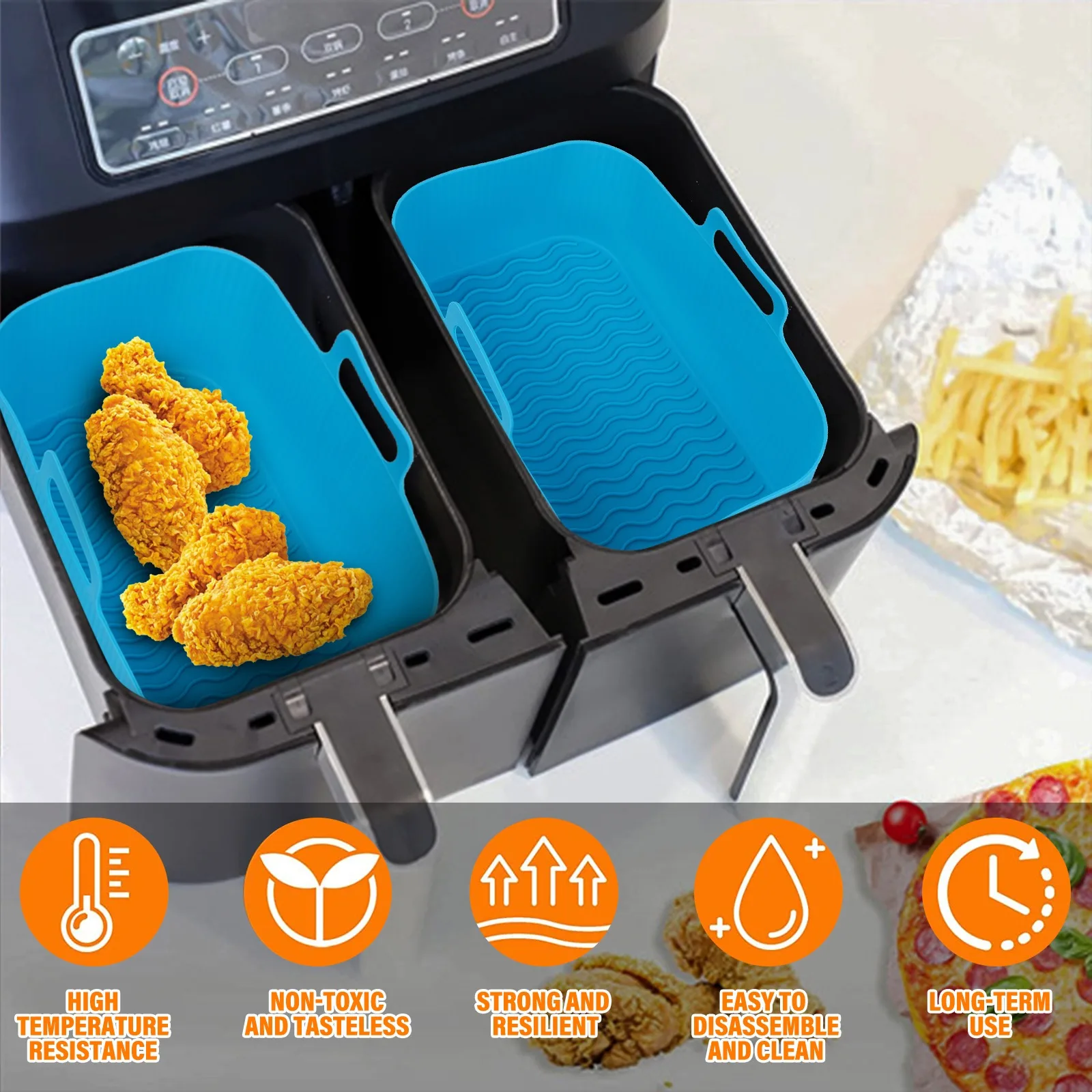 Customized Food-Grade Silicone Air Fryer Liner Non-Stick Reusable Pot for Home Kitchen Baking & Pastry Tool manufacture