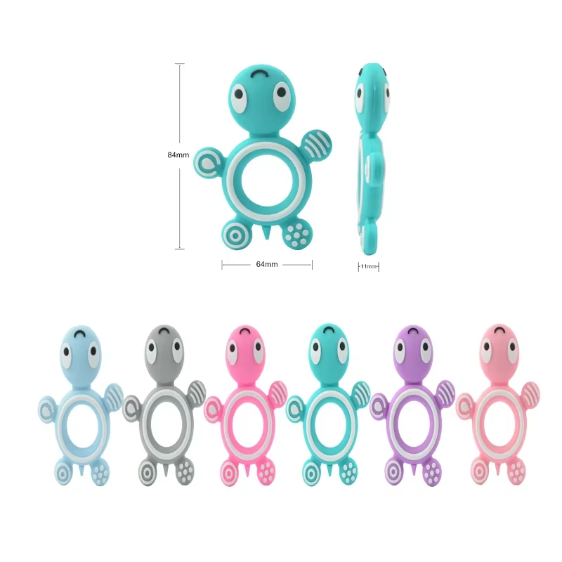 BPA-Free Food Grade Silicone Teether Soft Baby Sensory Toy in Turtle Shape for Teething details