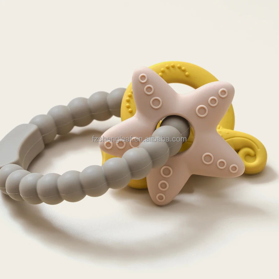 Round Beads Food Grade BPA-Free Custom Silicone Baby Teether Soft Chewable Toy Pacifier Ring Unisex Ages 0-24M manufacture
