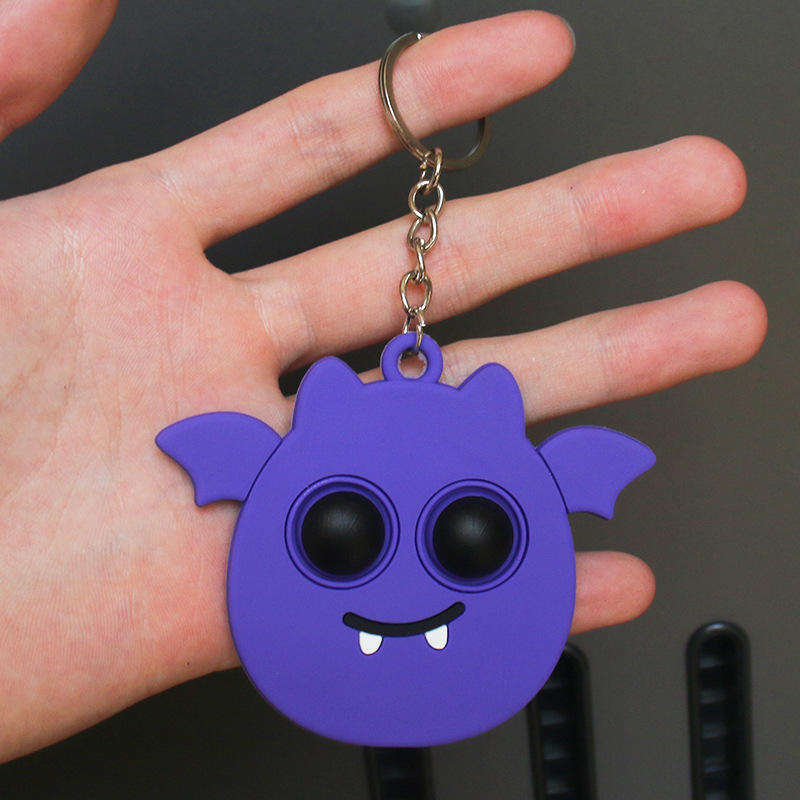 Halloween Pumpkin Bat PVC Keychain Stress Relief Finger Bubble Fun Promotional Carabiner Bag Pendant supplier