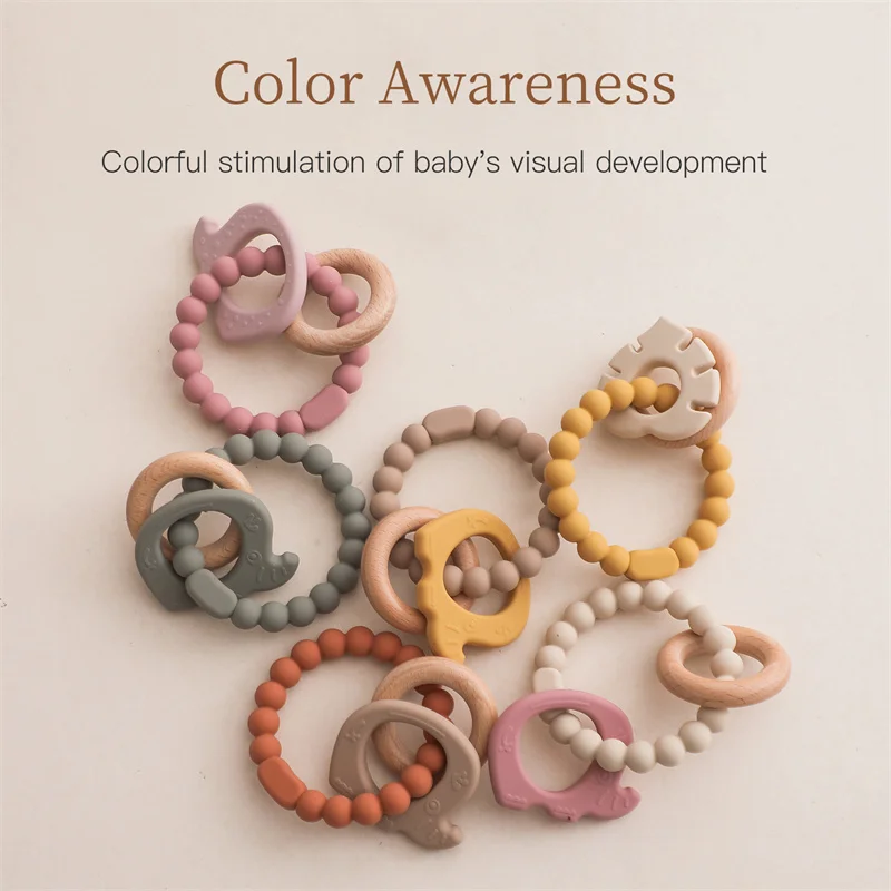 Unisex Baby Soft Toy Food Grade Silicone Teether Pacifier Rattles Bracelet Carto factory